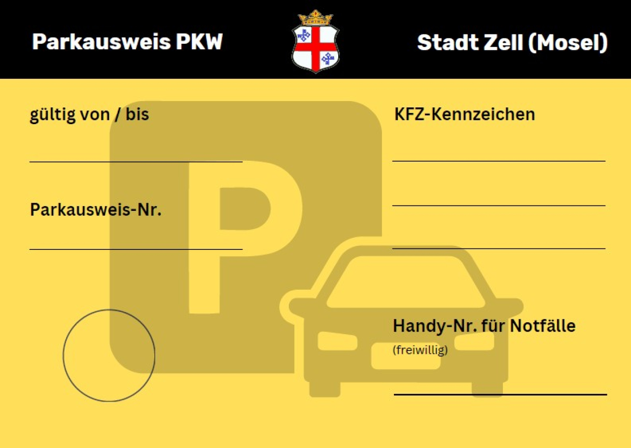 Muster des Parkausweises für die Altstadt Zell Mosel.