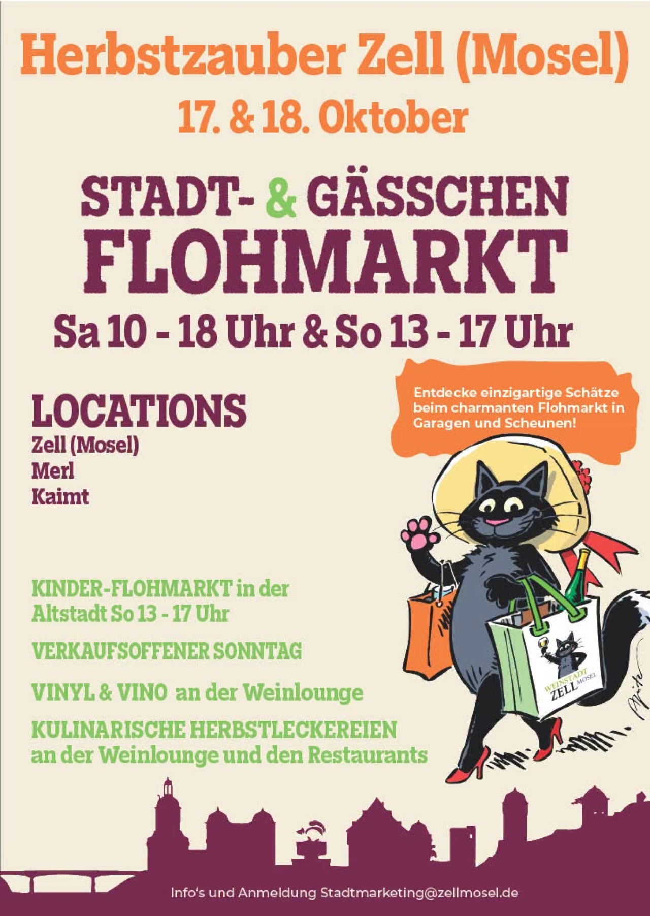 Plakat Stadt- und Gässchenflohmarkt Zell 2027.