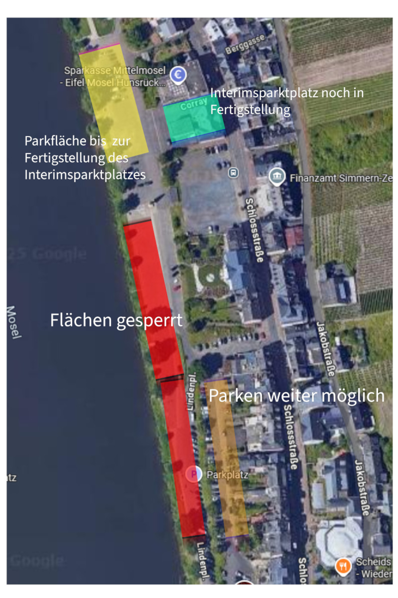 Parkflächen Moselvorgelände Zell ab 06.10.2025.